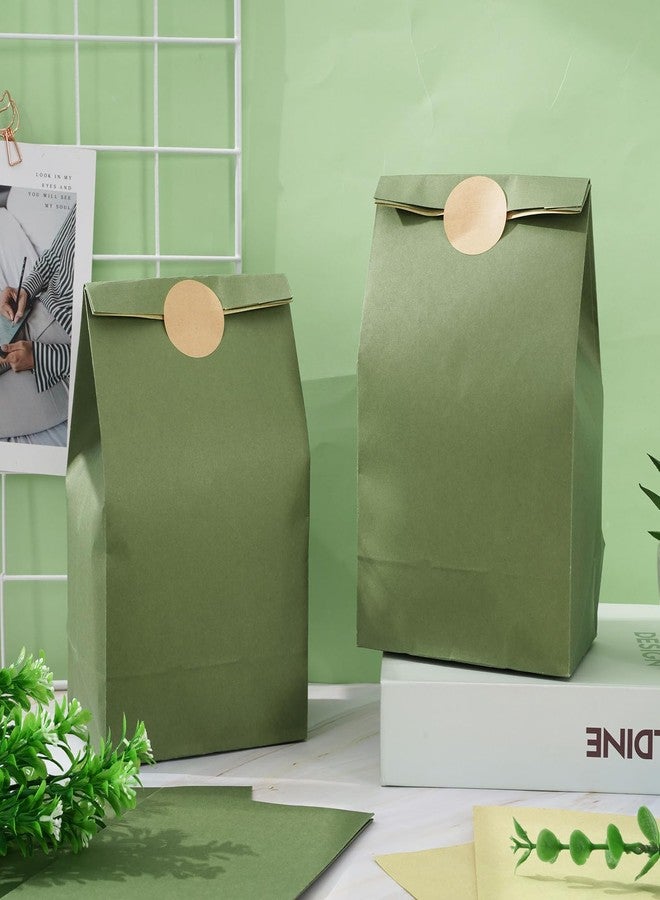 وولاين مجموعة Whaline من 24 كيس هدايا ورقية كرافت باللون الأخضر الزيتوني، مزودة بملصقات، مثالية لحفلات الزفاف، وحفلات استقبال المولود، وأعياد الميلاد، وتغليف الهدايا. - Image 5